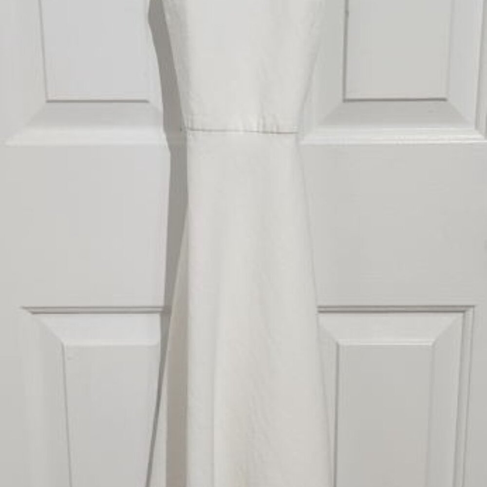 Zara X Back Open Back Linen Blend Midi Dress White wBias Cut Skirt